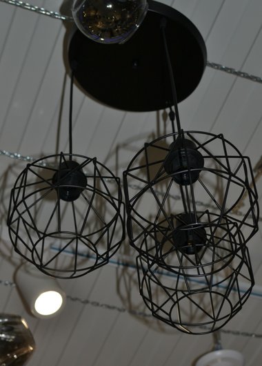 Люстра Лофт підвісна плафони металеві 3 лампи, Черный