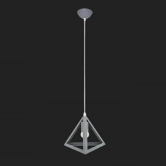 Люстра підвісна сіра металева трикутник 1 лампа, серый, Сірий