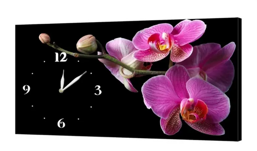 Годинник настінний на полотні без скла Орхідея 24 см х 44 см (8479-C-2)
