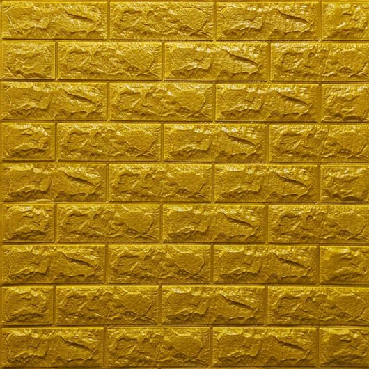 Панель стінова самоклеюча декоративна 3D під цеглу Золотий 700х770х3мм, Золотистый