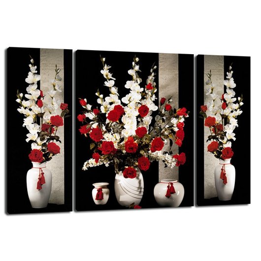 Картина триптих на холсте 3 части Цветы в вазе 50 x 80 см