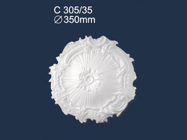 Розетка потолочная круглая фигурная диаметр 35 см, Белый, Белый