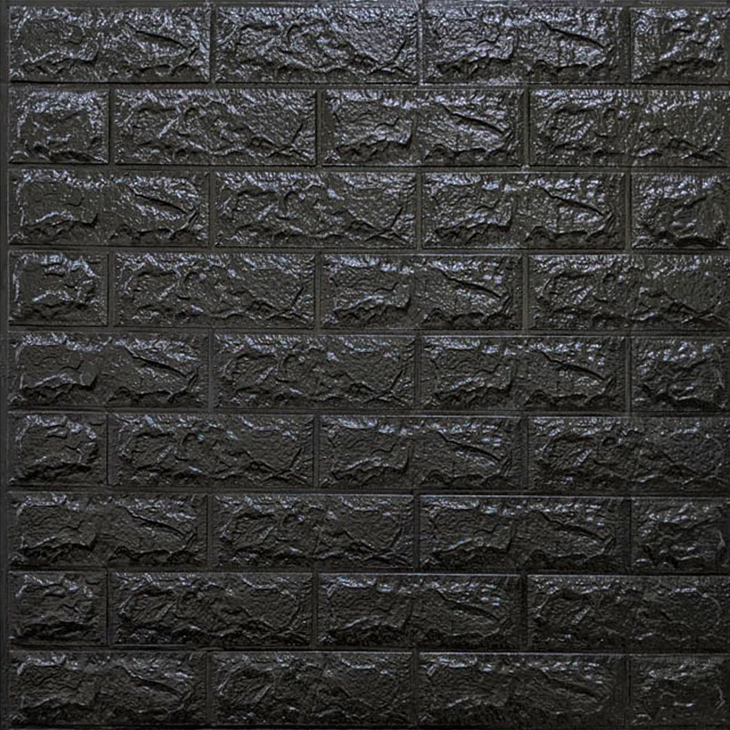 Панель стеновая самоклеящаяся декоративная 3D под кирпич Черный 700х770х7мм, Черный
