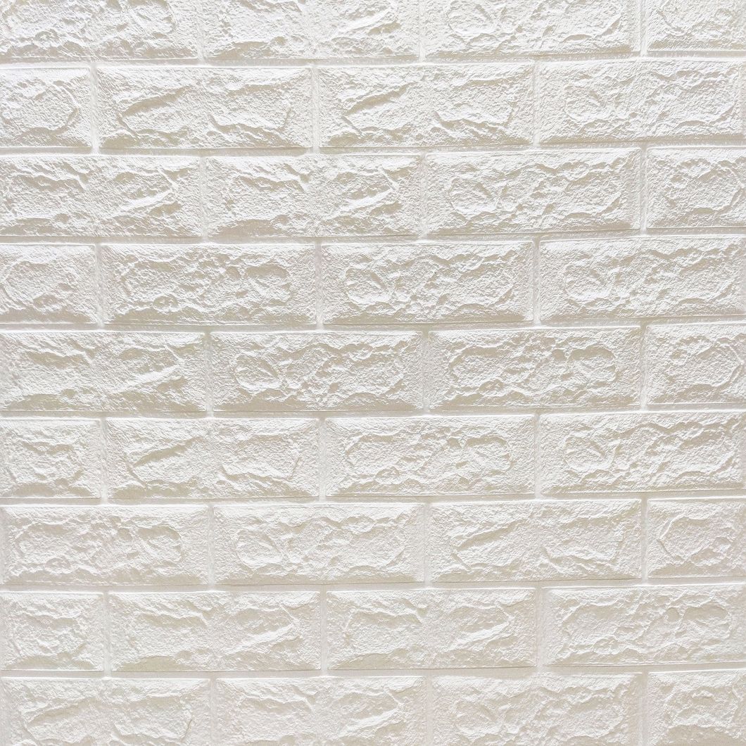 Панель стінова самоклеюча декоративна 3D під цеглу Білий Матовий 700х770х4мм, Білий