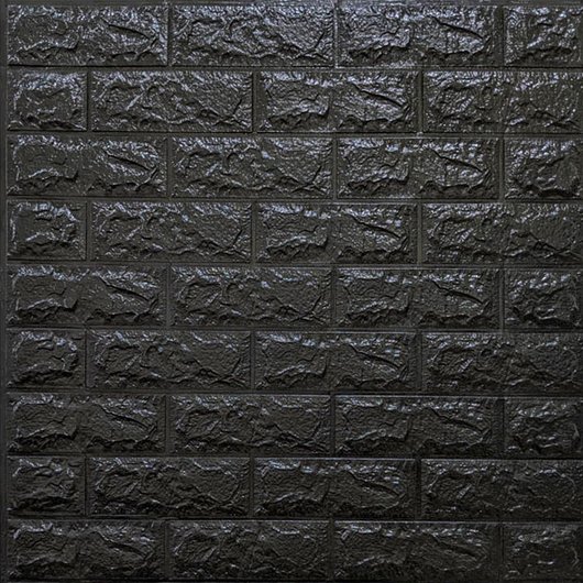 Панель стінова самоклеюча декоративна 3D під цеглу Чорний 700х770х7мм, Черный