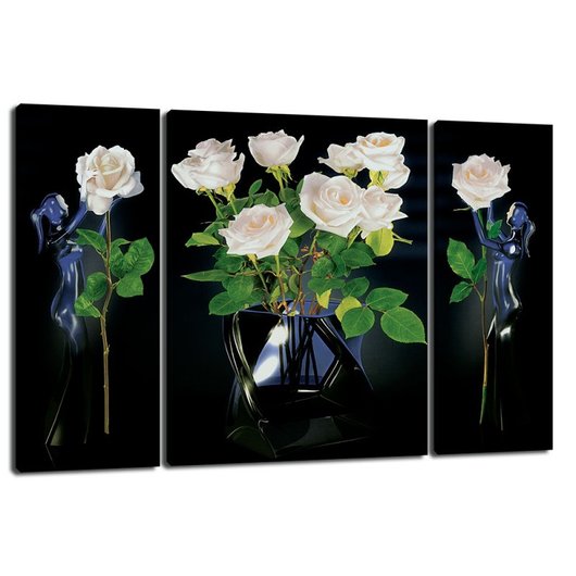 Картина триптих на полотні 3 частини Троянди 50 x 80 см