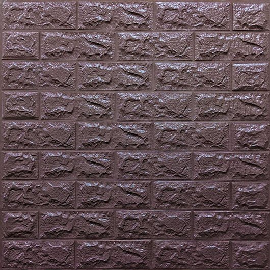 Панель стінова самоклеюча декоративна 3D під цеглу кольору баклажан-кава 700х770х7мм, Бордовый