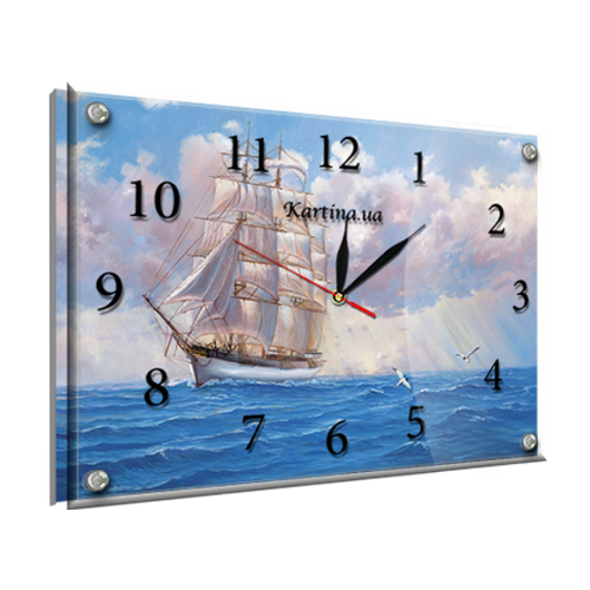 Часы-картина под стеклом Корабль 30 см х 40 см