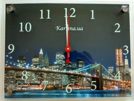 Годинник-картина під склом Нічне місто 30 см x 40 см
