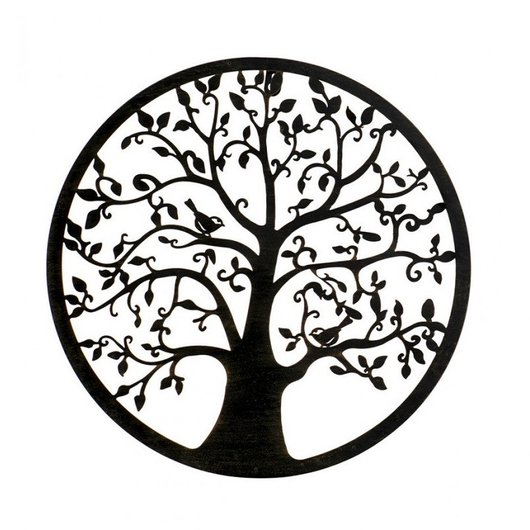 Панно картина из дерева декор на стену Дерево радости черная 0,46 х 0,46м (301-Mpn64)