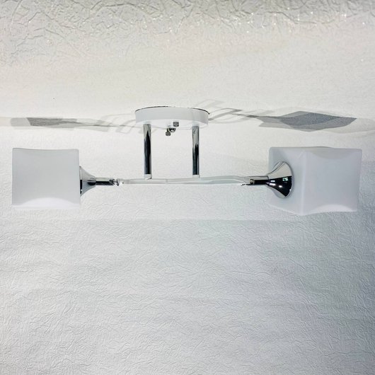Люстра 2 лампи, біла у вітальню, спальню скло в класичному стилі (N5069/2), Білий, Білий
