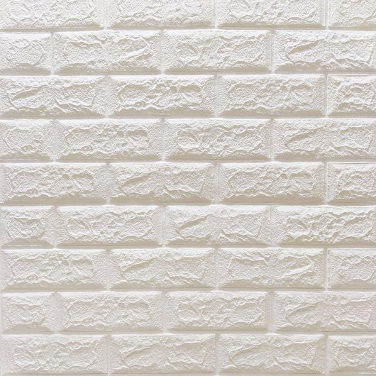 Панель стеновая самоклеющаяся декоративная 3D под кирпич Белый Матовый 700х770х5мм, Белый
