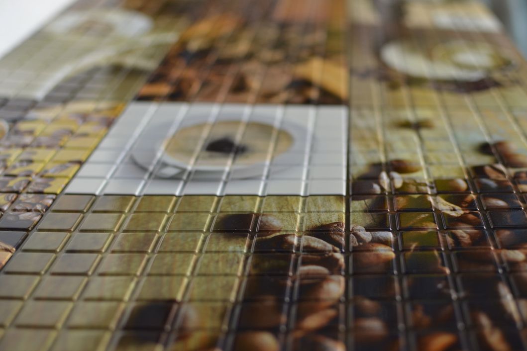 Панель стеновая декоративная пластиковая мозаика ПВХ "Кофейня" 955 мм х 477 мм, Коричневый, Коричневый