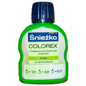 Універсальний пігментний концентрат Sniezka Colorex 40 світлозелений 100 мл, Зелений, Зелений