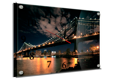 Часы-картина под стеклом Ночной мост 30 см x 40 см