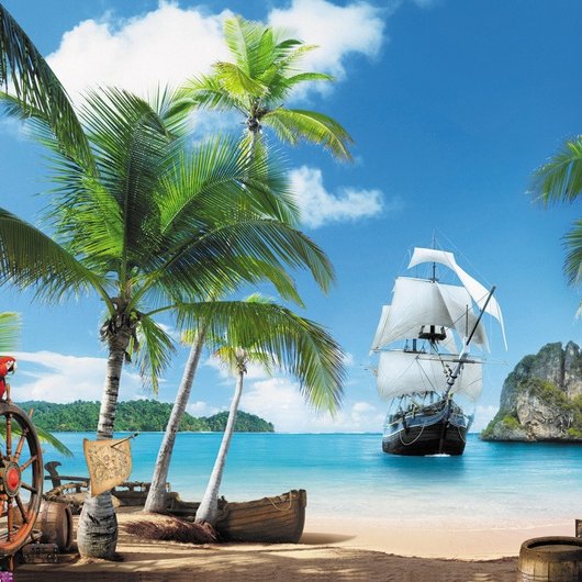 Фотошпалери звичайний папір Піратський острів 16 аркушів 196 см х 280 см