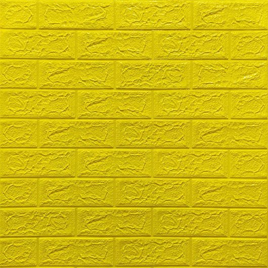 Панель стінова самоклеюча декоративна 3D під цеглу Жовтий 700х770х5мм, Жовтий