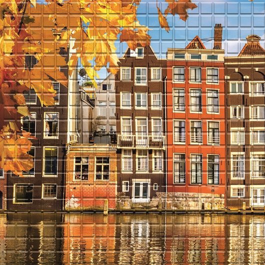 Панель стінова декоративна пластикова мозаїка ПВХ "Осінь в Амстердамі" 957 мм х 480 мм, Жовтий, Жовтий