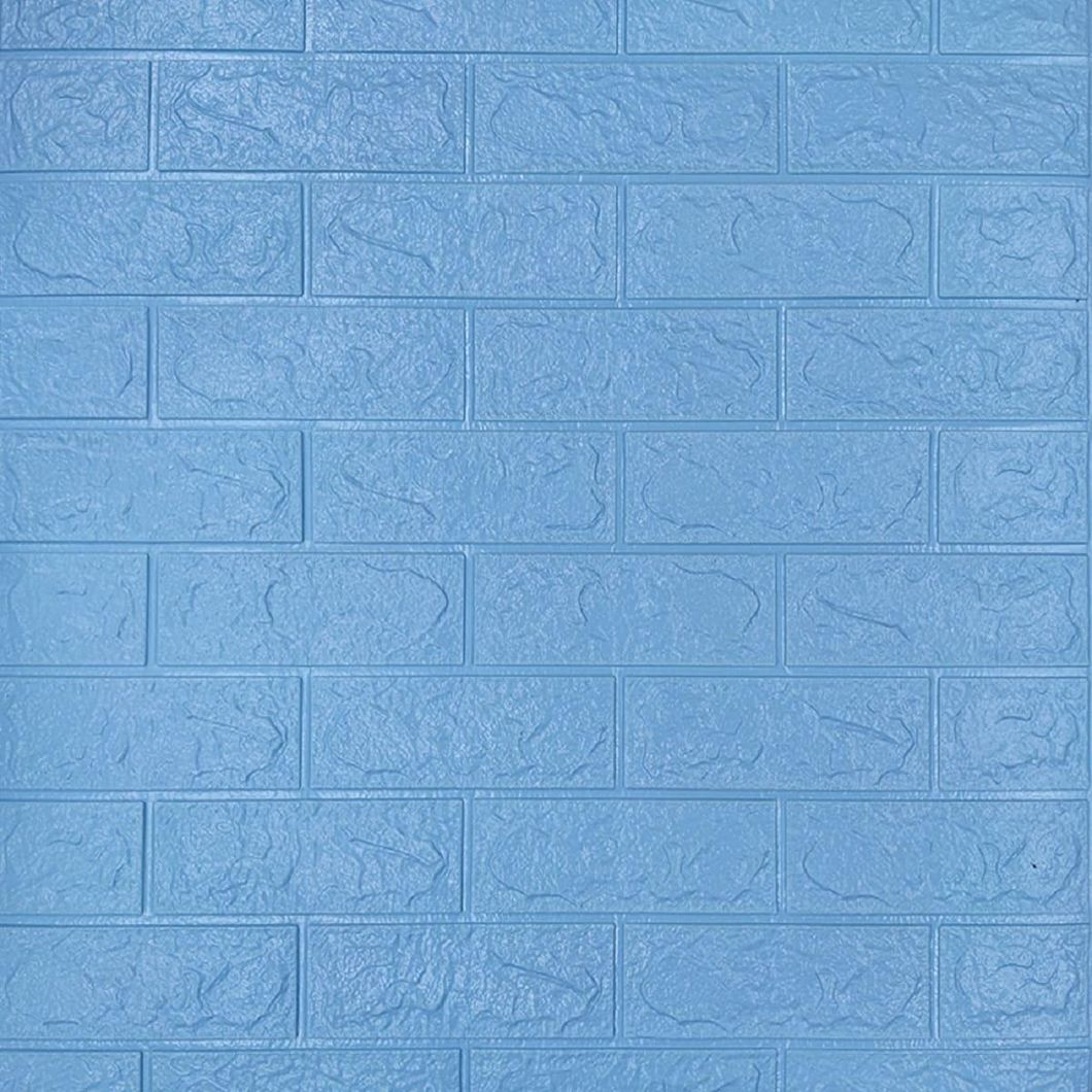 Панель стеновая самоклеющаяся декоративная 3D под голубой кирпич 700x770x3мм, Голубой