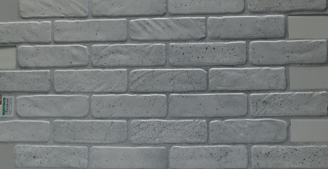 Панель стеновая декоративная пластиковая кирпич ПВХ "Старый серый" 1030 мм х 495 мм, серый, серый