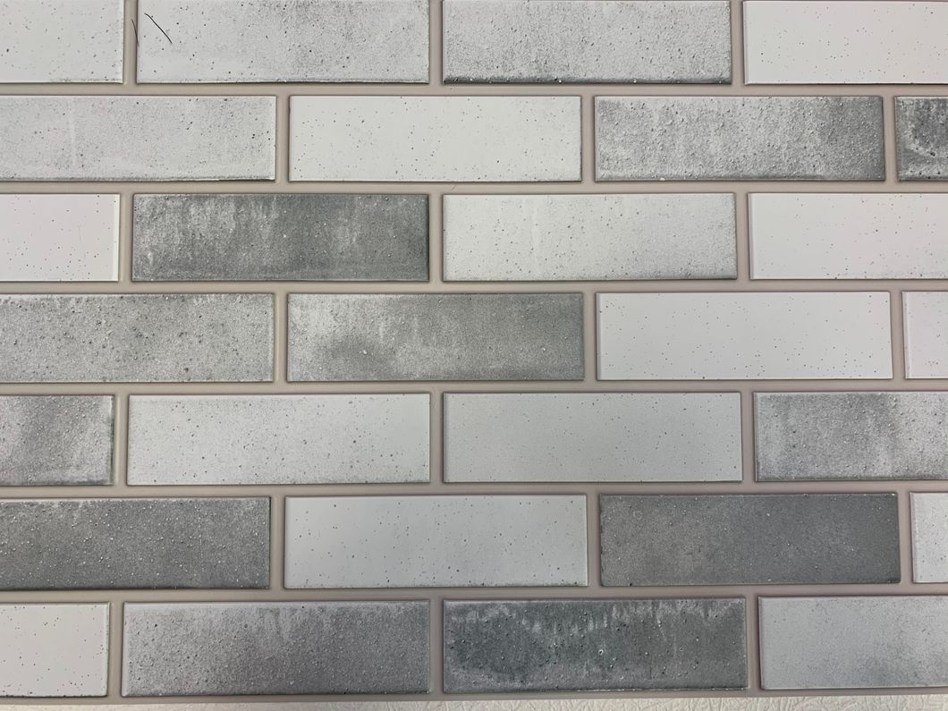 Панель стеновая декоративная пластиковая кирпич ПВХ "Акцент Серый" 971 мм х 489 мм, серый, серый