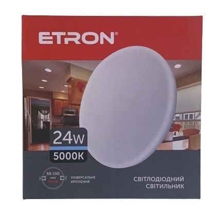 Світильник світлодіодний ETRON Decor Power 24W 5000K коло USD, Білий, Білий