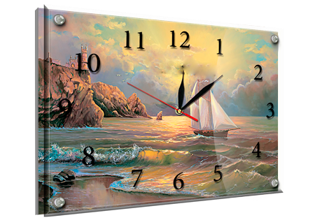 Годинник-картина під склом Парус в море 30 см x 40 см