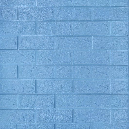 Панель стеновая самоклеющаяся декоративная 3D под голубой кирпич 700x770x3мм, Голубой