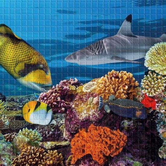 Набор панелей декоративное панно ПВХ "Подводный мир" 2766 мм x 645 мм, Синий, Синий