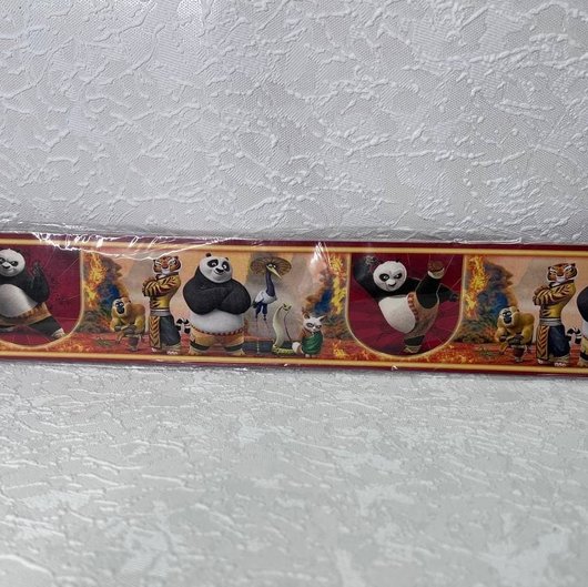 Бордюры для обоев детские Панда кунг-фу ширина 8 см, Разные цвета