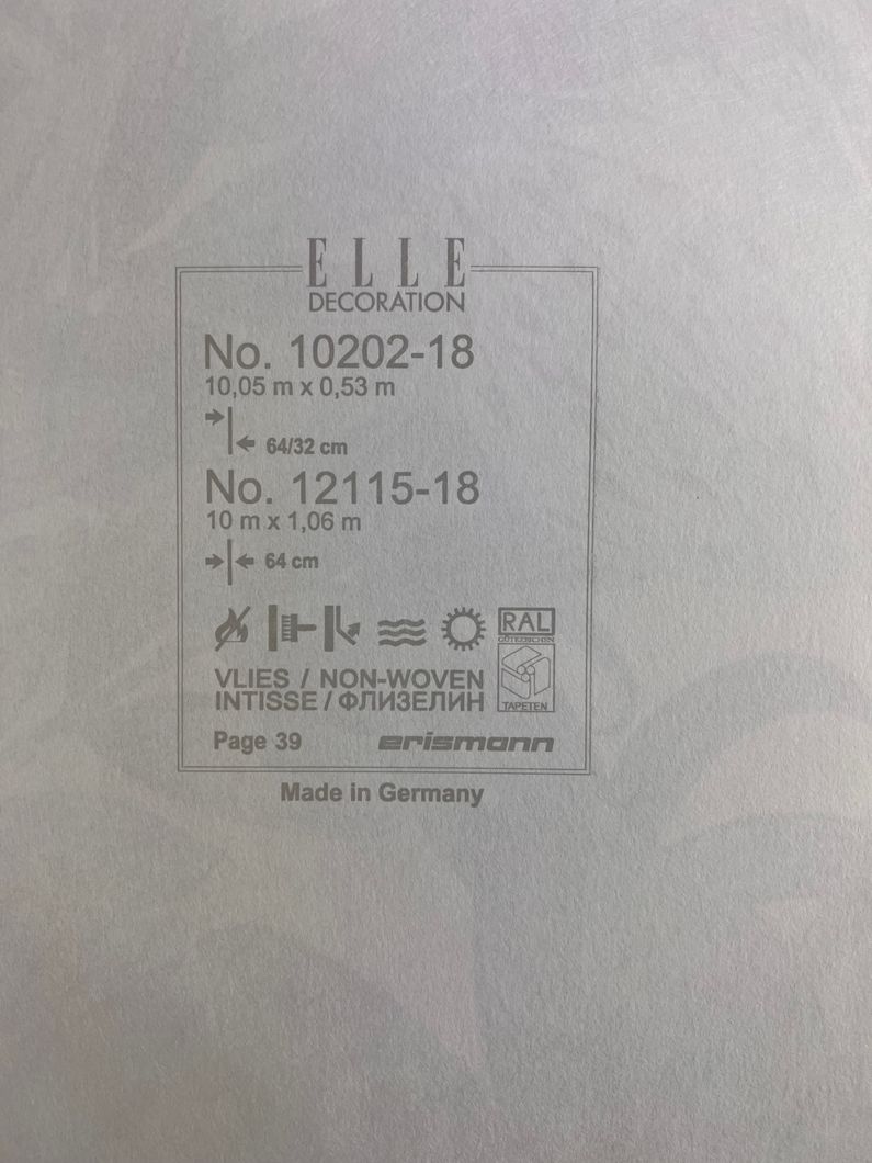 Обои виниловые на флизелиновой основе Erismann Elle Decoration бирюзовый 1,06 х 10,05м (12115-18)