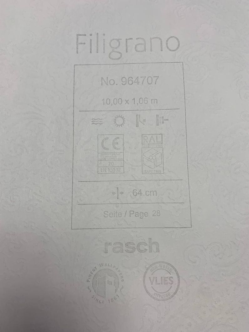 Обои виниловые на флизелиновой основе Rasch Filigrano серый 1,06 х 10,05м (964707)
