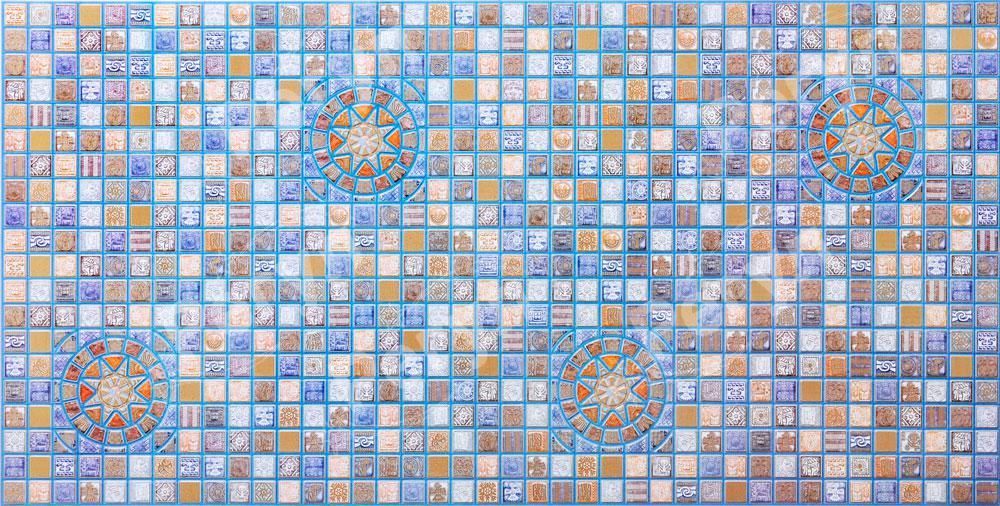 Панель стінова декоративна пластикова мозаїка ПВХ "Медальйон Синій" 956 мм х 480 мм, Синий, Синій