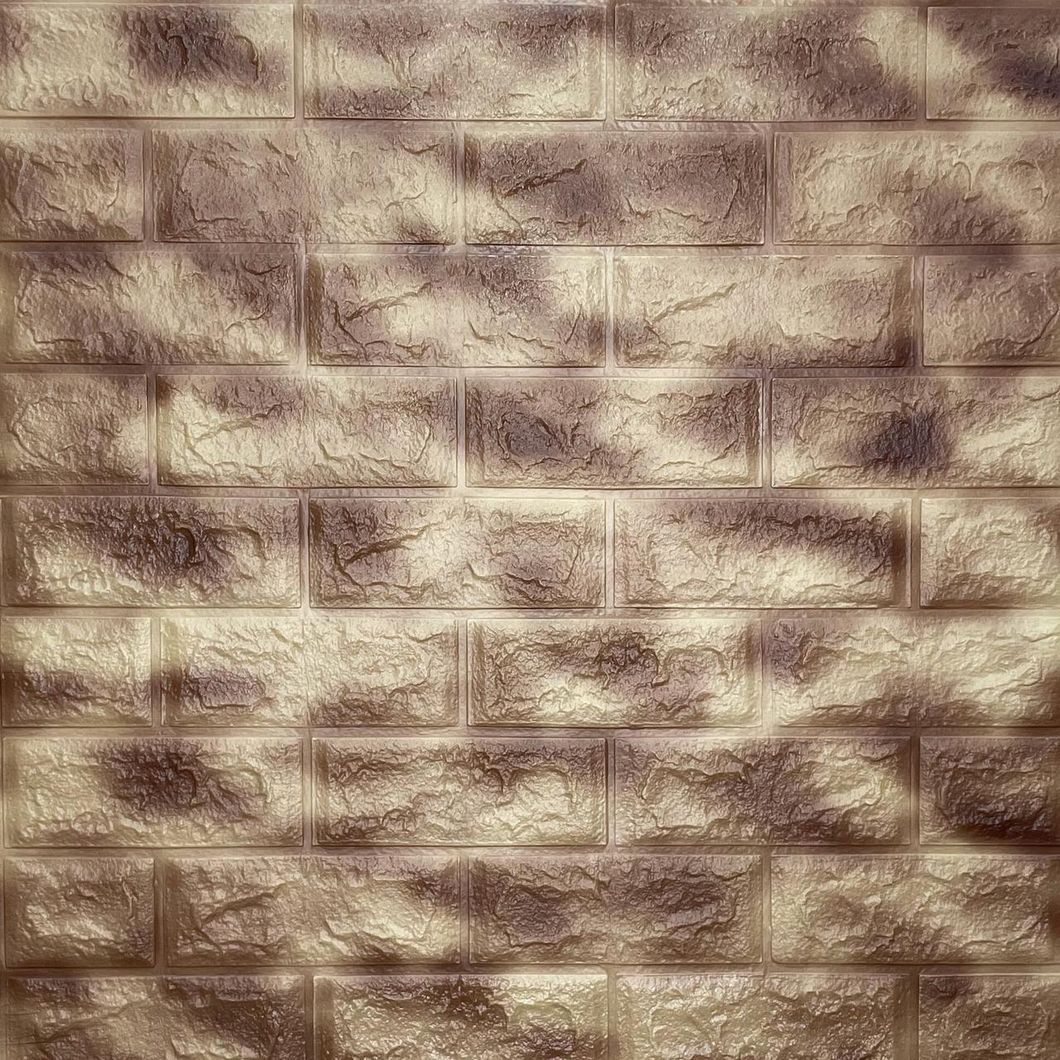 Панель стеновая самоклеящаяся декоративная 3D коричневая с золотым 700х770х5мм, Коричневый