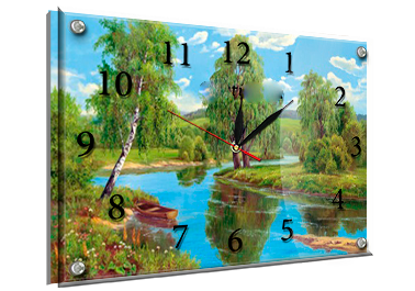 Часы-картина под стеклом Река 30 см x 40 см