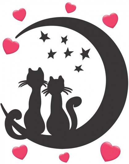Наклейка декоративна ZV №6 Коти на місяці