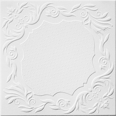 Плитка потолочная из пенополистерола белый 50x50 8 шт/уп, Белый