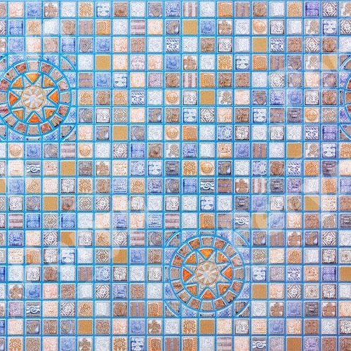 Панель стеновая декоративная пластиковая мозаика ПВХ "Медальон Синий" 956 мм х 480 мм, Синий, Синий