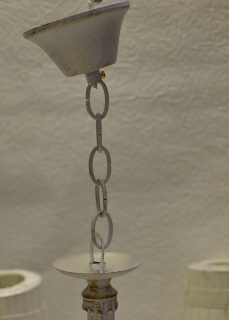 Люстра белая подвесная текстильные плафоны с бантиком 3 лампы, Бежевый, Бежевый
