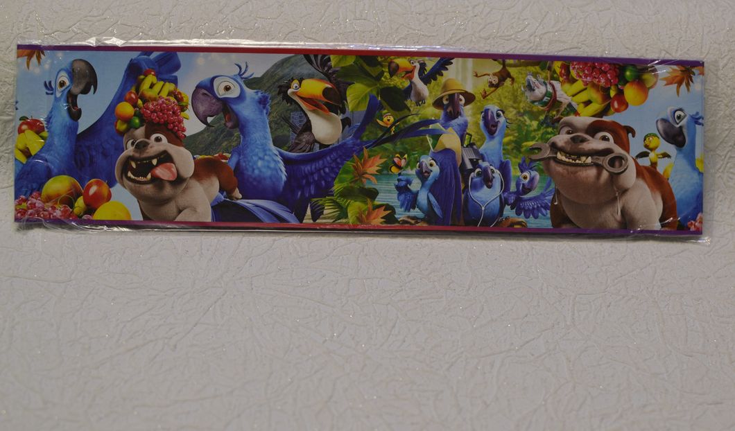 Бордюри для шпалер дитячі Ріо папуги ширина 8 см, Разные цвета, Різні кольора