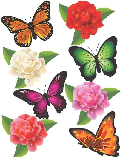 Наклейка декоративная ZV №9 Бабочки с цветами
