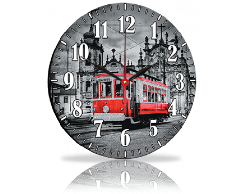 Годинник-картина без скла Трамвай 33 см