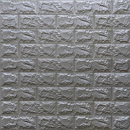 Панель стінова самоклеюча декоративна 3D під цеглу Срібло 700х770х7мм, серый