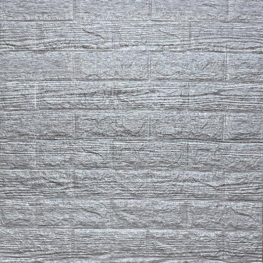 Панель стеновая самоклеющаяся декоративная 3D под кирпич серая полоска 700x770x5мм, серый