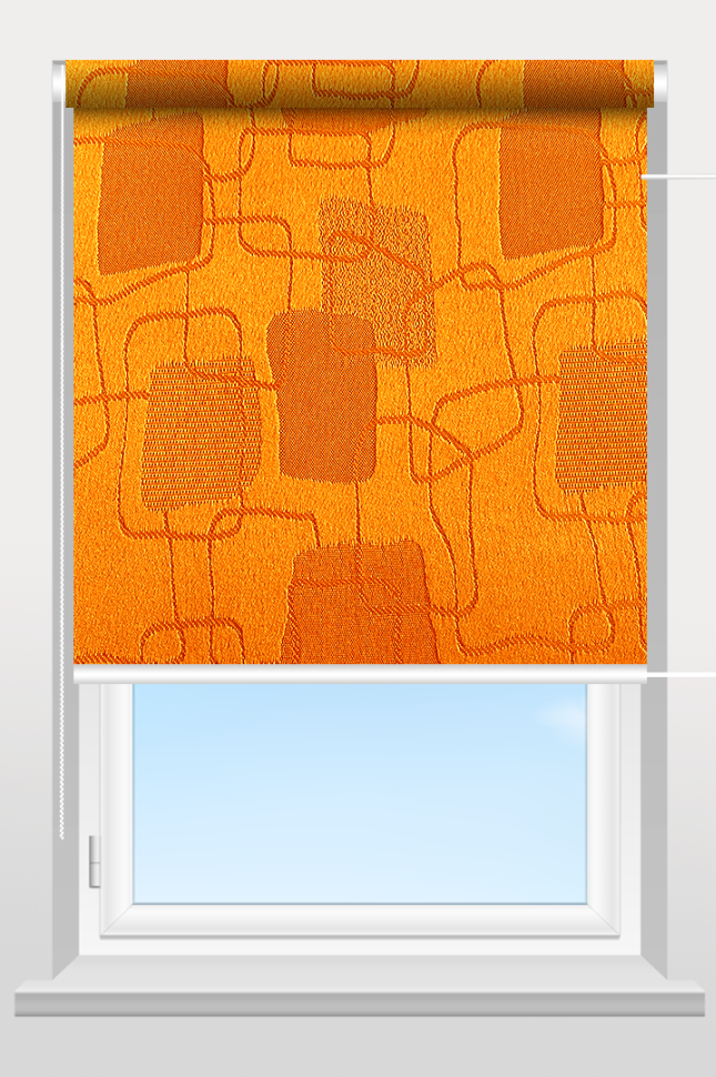 Готовые тканевые ролеты на окна Топаз 2232, оранжевый (1400 х 1800 х 2)