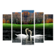 Картина модульная 5 частей Лебеди на озере 80 х 120 см