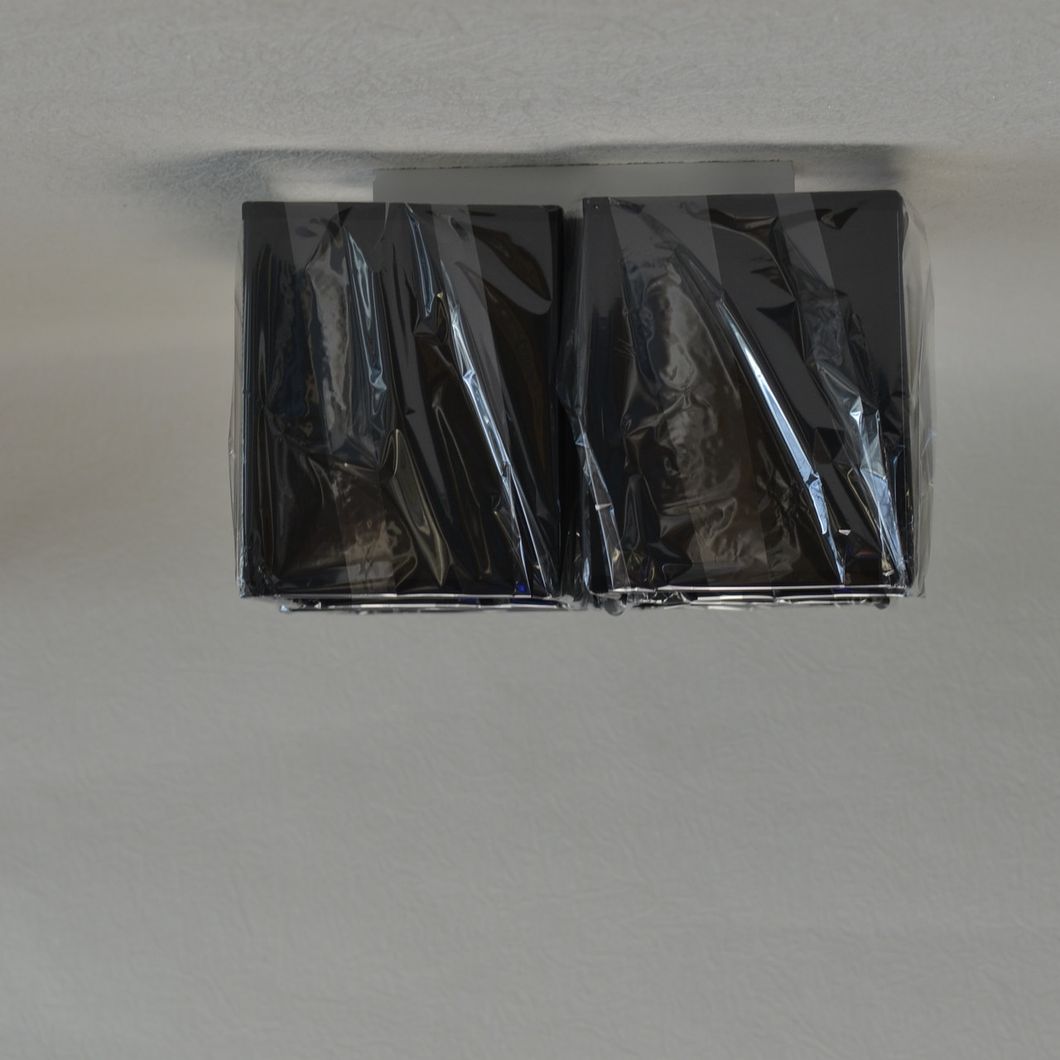 Люстра черная текстильные плафоны 4 лампы, Черный, Коричневый