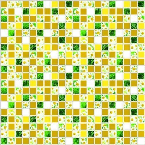 Панель стеновая декоративная пластиковая мозаика ПВХ "Ромашка" 956 мм х 480 мм, Жёлтый, Жёлтый