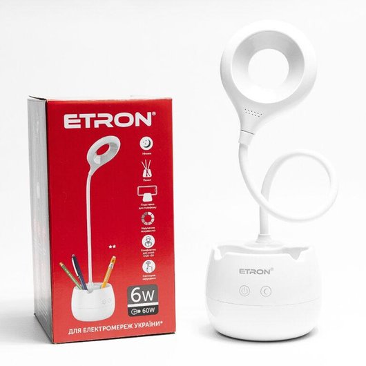 Светодиодный настольный светильник 6W Holder, TM ETRON 1-EDL-428 USD, Белый, Белый
