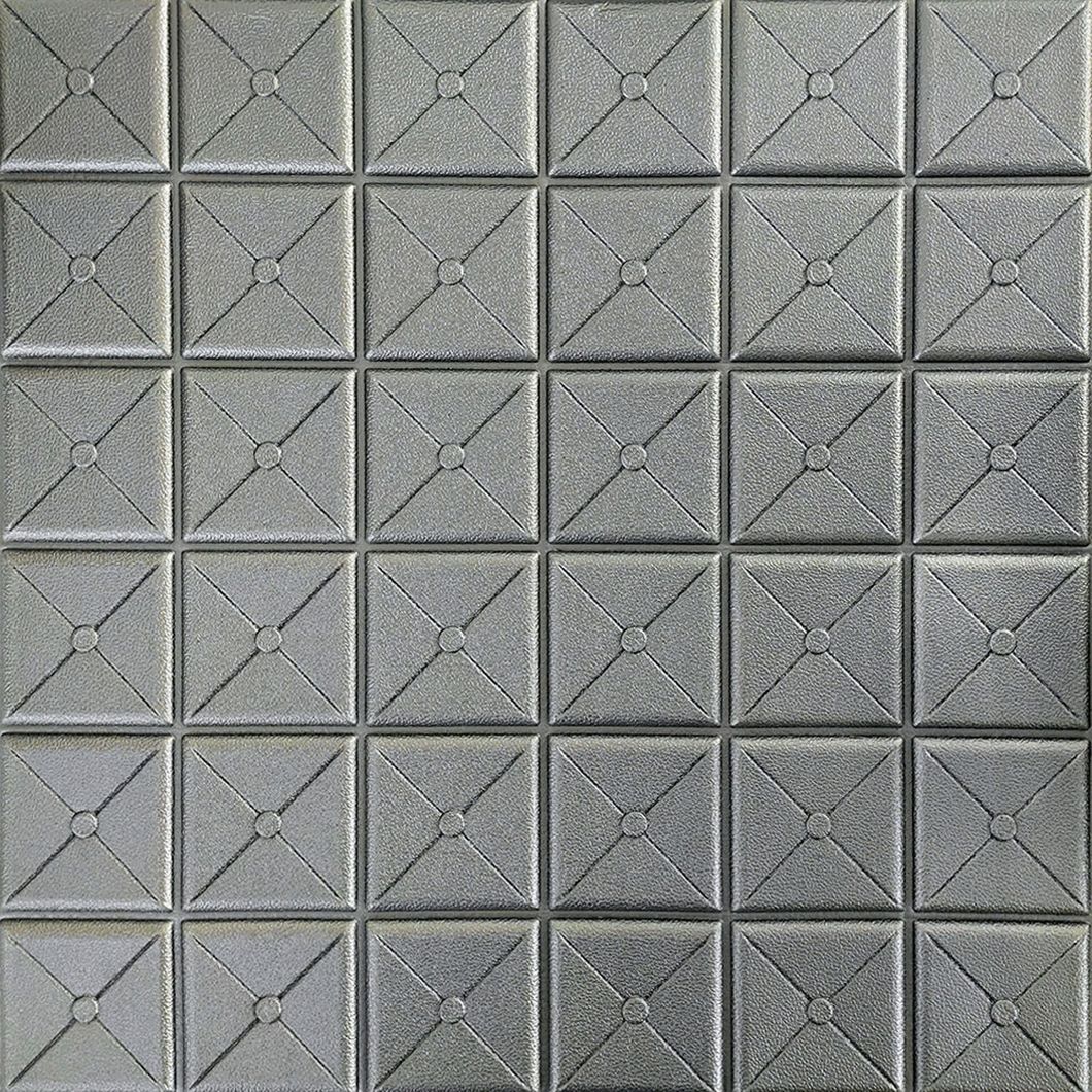 Панель стінова самоклеюча декоративна 3D квадрат сірий 700x700x8мм, серый